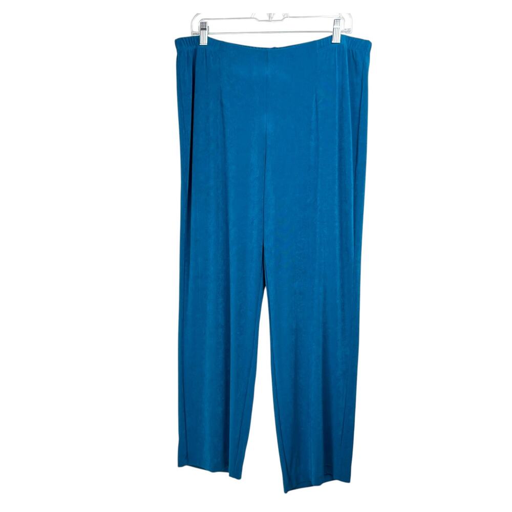Chico's Travelers Women's Size 3P/ 16-18P Teal High-Rise Wide-Leg Pant Packable